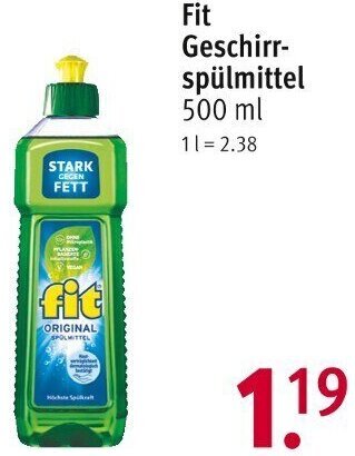 Rossmann Fit Geschirrspülmittel 500 ml Angebot