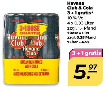 NETTO Havana Club & Cola 3+1 gratis 4 x 0,33 Liter Angebot