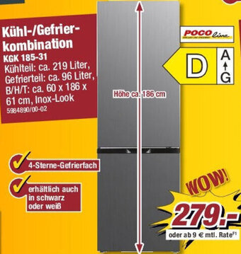 Poco Pocoline Kühl-/Gefrierkombination KGK 185-31 Angebot