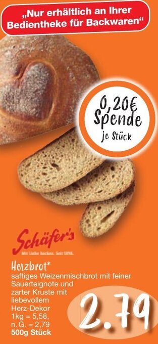 Edeka Schäfer's Herzbrot 500 g Stück Angebot