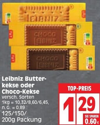 Edeka Leibniz Butterkekse oder Choco-Kekse 125/150/ 200g Packung Angebot