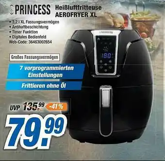 Expert Princess Heißluftfritteuse Aerofryer Xl Angebot