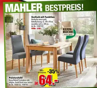 Möbel Mahler Esstisch Mit Funktion, Polsterstuhl Angebot