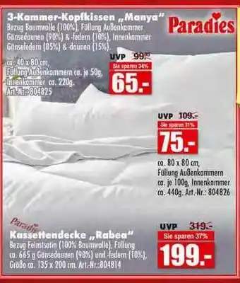 Möbel Mahler Paradies 3-kammer Kopfkissen „manya” Angebot