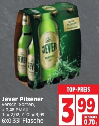 Edeka Jever Pilsener 6x0,33 L Flasche Angebot