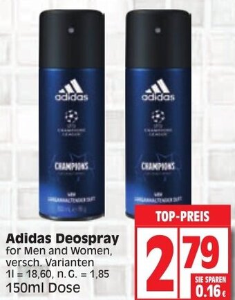 Edeka Adidas Deospray 150ml Dose Angebot