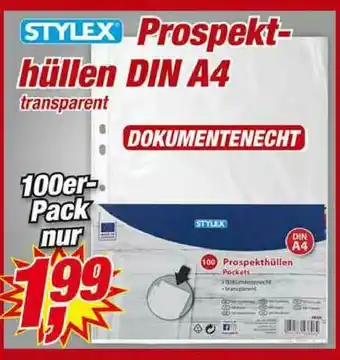 Posten Börse Stylex Prospekt-hüllen Din A4 Transparent Angebot