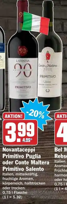 AEZ Novantaceppi Primitivo Puglia oder Conte Maltera Primitivo Salento 0,75L Angebot