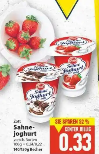 E-Center Zott Sahnejoghurt Angebot