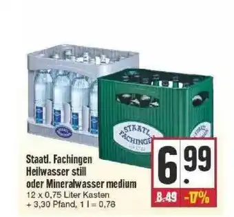 Edeka Staatl. Fachingen Heilwasser Still Oder Mineralwasser Medium Angebot