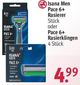 Rossmann Isana Men Pace 6+ Rasierer oder Pace 6+ Rasierklingen 4 Stück Angebot