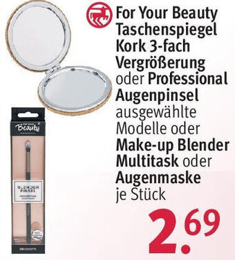 Rossmann For Your Beauty Taschenspiegel Kork 3-fach Vergrößerung oder Professional Augenpinsel oder Make-up Blender Multitask Angebot