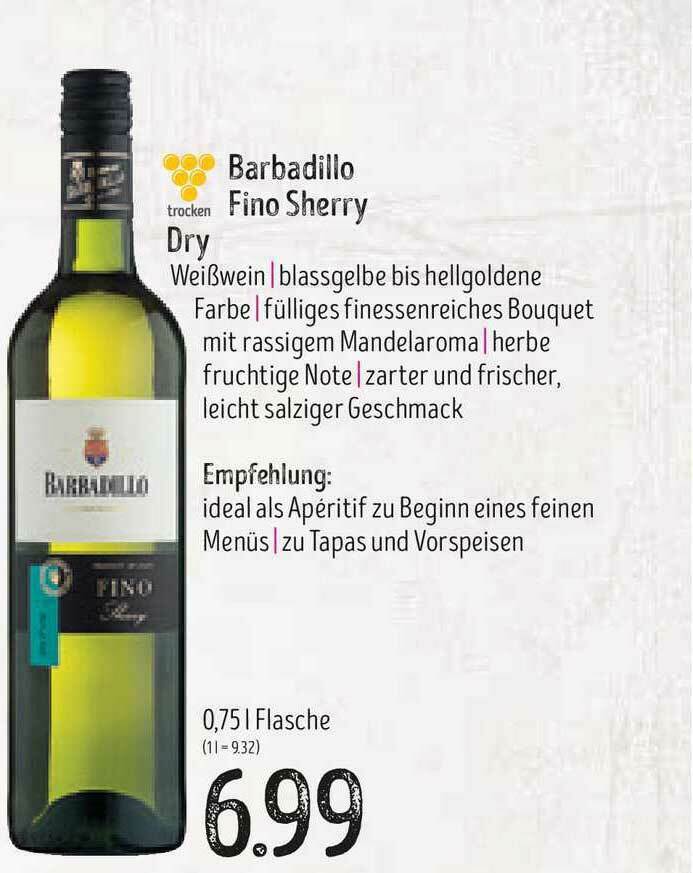 Barbadillo Fino Sherry Dry Angebot bei Edeka Struve