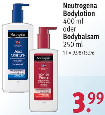 Rossmann Neutrogena Bodylotion 400 ml oder Bodybalsam 250 ml Angebot