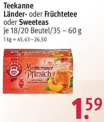 Rossmann Teekanne Länder oder Früchtetee oder Sweeteas 18/20 Beutel/35 - 60 g Angebot