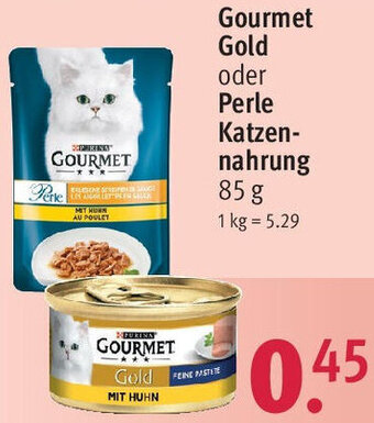 Rossmann Gourmet Gold oder Perle Katzennahrung 85 g Angebot