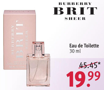 Rossmann BURBERRY BRIT SHEER Eau de Toilette 30 ml Angebot