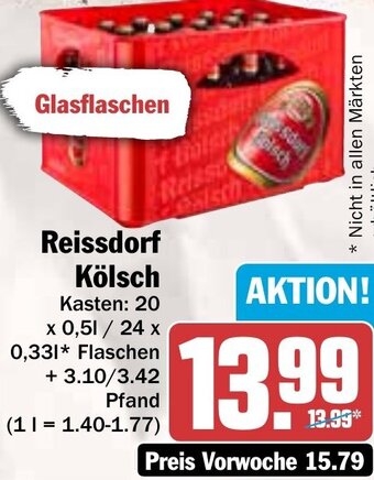 Hit Reissdorf Kölsch 20x0,5 L/24x0,33 L Flaschen Angebot