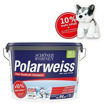 Bauhaus Schöner wohnen-farbe wandfarbe polarweiß +10 % mehr drin & husky geschenkt* (weiß, 11 l, matt, konservierungsmittelfrei) Angebot