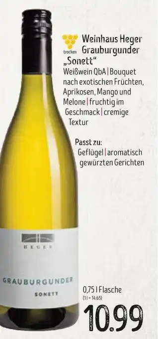 Edeka Struve Weinhaus Heger Grauburgunder „sonett” Angebot