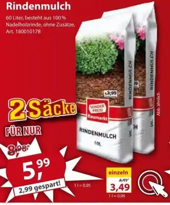 Sonderpreis Baumarkt Rindenmulch 60L Angebot