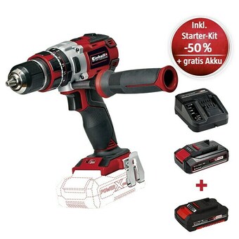 Bauhaus Einhell power x-change 18v maschinenpaket (akku-schlagbohrschrauber te-cd 18 li-i brushless-solo + starter-kit (-50%) + 2ah a Angebot