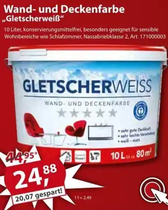 Sonderpreis Baumarkt Wand und Deckenfarbe ,,Gletscherweiß" Angebot