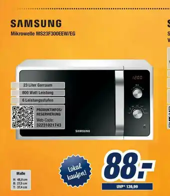 Expert Bening Samsung Mikrowelle Ms23f300eew.eg Angebot