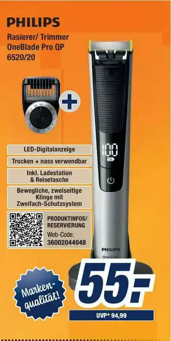 Expert Bening Philips Rasierer-trimmer Oneblade Pro Qp 6520.20 Angebot