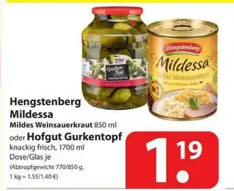 Famila Nord West Hengstenberg Mildessa Mildes Weinsauerkraut Oder Hofgut Gurkentopf Angebot