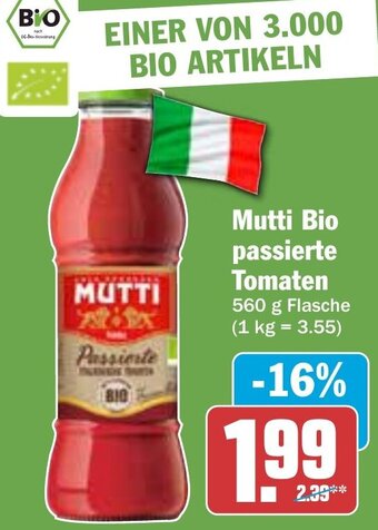 Hit Mutti Bio passierte Tomaten 560 g Flasche Angebot