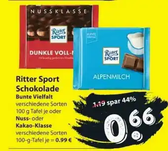 Famila Nord West Ritter Sport Schokolade Bunte Vielfalt Oder Nuss- Oder Kakao-klasse Angebot