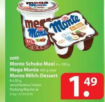 Famila Nord West Zott Monte Schoko Maxi, Mega Monte Oder Monte Milch-dessert Angebot