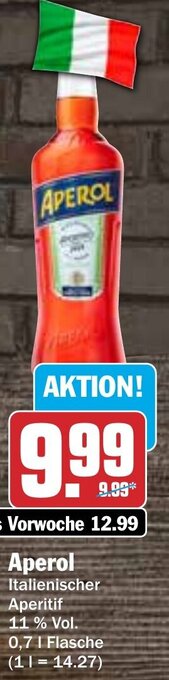 Hit Aperol 0,7 L Flasche Angebot