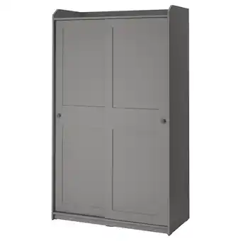 IKEA Hauga kleiderschrank mit schiebetüren, grau, 118x55x199 cm Angebot