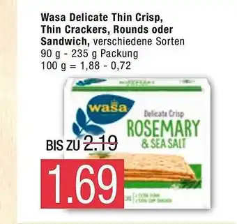 Marktkauf Wasa Delicate Thin Crisp, Thin Crackers, Round oder Sandwich Angebot