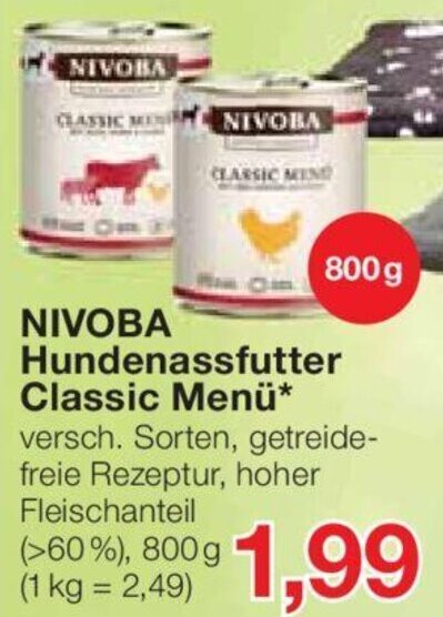 NIVOBA Hundenassfutter Classic Men 800 g Angebot bei Jawoll