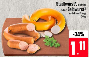 Edeka Stadtwurst oder Gelbwurst 100 g Angebot