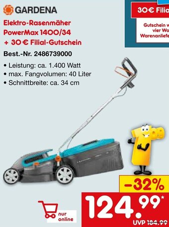 Netto Marken-Discount GARDENA Elektro-Rasenmäher PowerMax 1400/34 Angebot