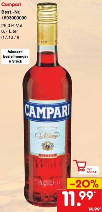 Netto Marken-Discount Campari 0,7 Liter Angebot