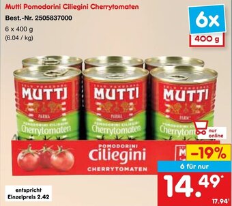 Netto Marken-Discount Mutti Pomodorini Ciliegini Cherrytomaten 6x400 g Angebot