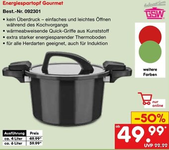 Netto Marken-Discount GSW Energiespartopf Gourmet Angebot