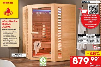 Netto Marken-Discount HOME DELUXE Infrarotkabine REDSUN DELUXE Angebot