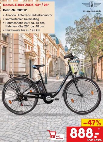 Netto Marken-Discount Zundapp Damen-E-Bike Z505, 26"/28" Angebot