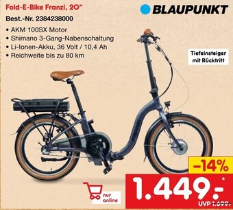 Netto Marken-Discount BLAUPUNKT Fold-E-Bike Franzi, 20" Angebot