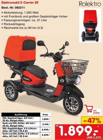 Netto Marken-Discount Rolektro Elektromobil E-Carrier 25 Angebot