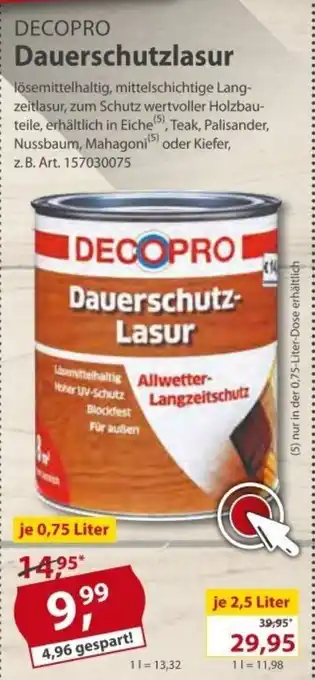 Sonderpreis Baumarkt Decopro Dauerschutzlasur Angebot