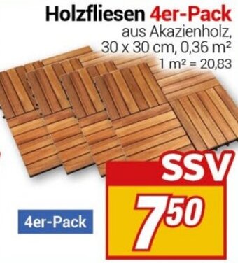 CENTERSHOP Holzfliesen 4er-Pack Angebot