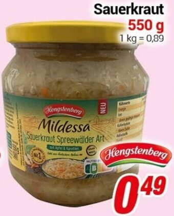 CENTERSHOP Hengstenberg Sauerkraut 550 g Angebot