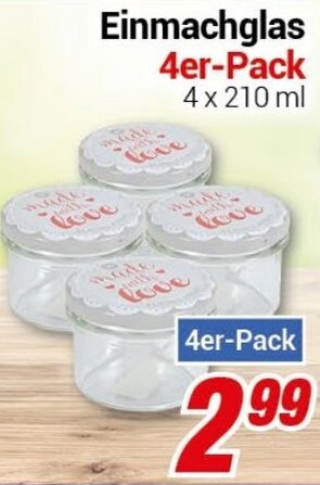 CENTERSHOP Einmachglas 4er-Pack Angebot